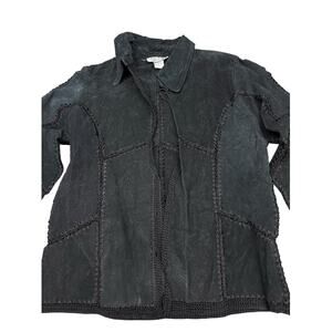 Vintage Selene Sport Suede Patchwork Jacket Black Leather Boho Western S